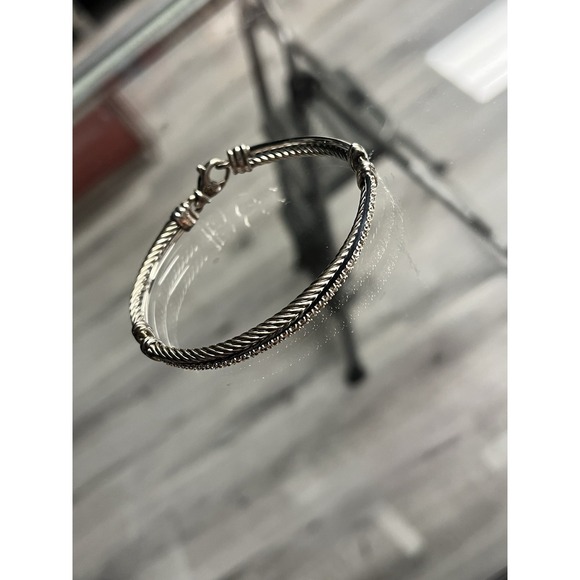David Yurman 925 & 585 White Gold Crossover Diamond Link Bracelet